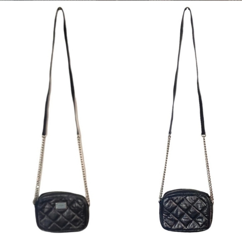 MICHAEL Michael Kors Jet Set Mini Crossbody Bag Black Leather Metallic Silver